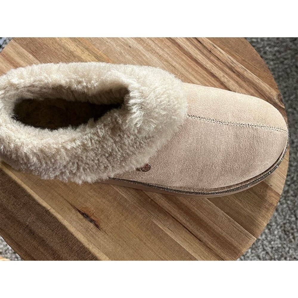 JOY Women's Brown Faux Fur Trim Slip-On Slippers Size 6​